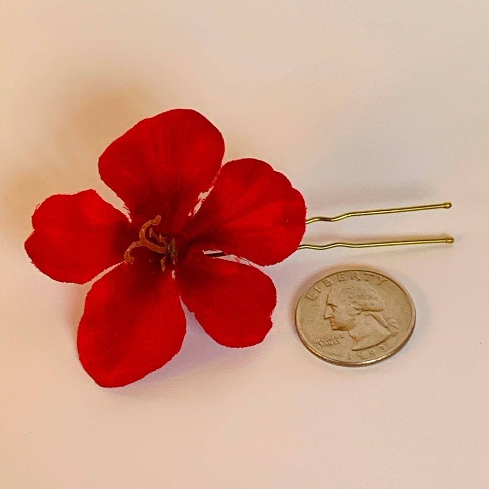 Red Orchid Hair Pin